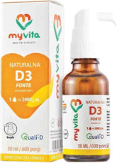 Natural Vitamin D3 D - 3 2000iu 600 Drops 30ml MYVITA